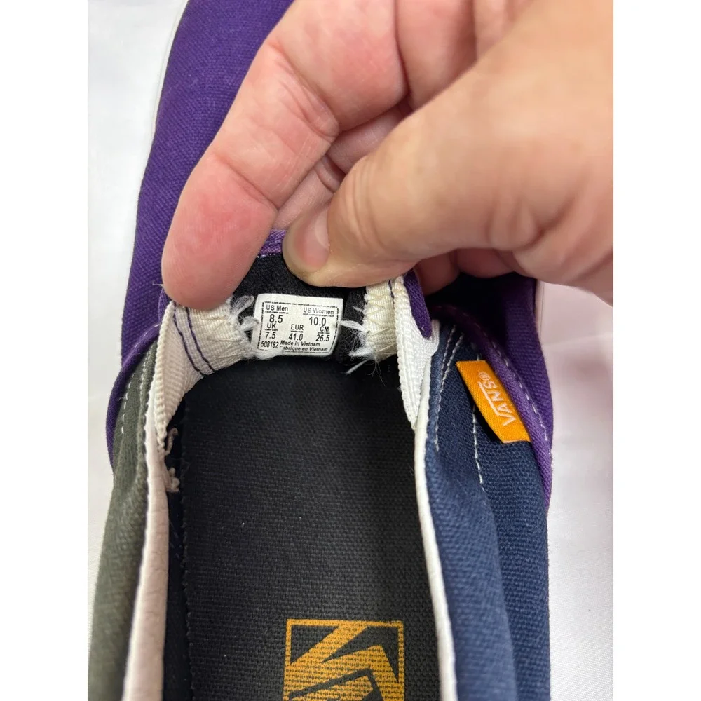 Vans Classic Slip On Colorblock Purple Navy Orange Men 8.5 Womens 10 VN0A38F7U5B